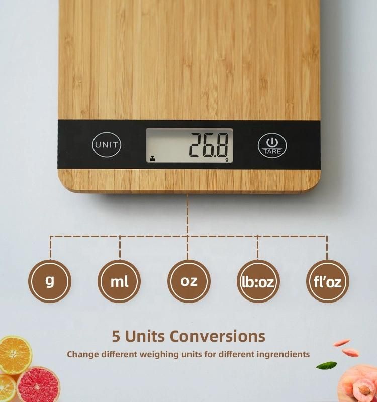 Electronic Digital Bamboo Kitchen Scale Food Weighing Scale