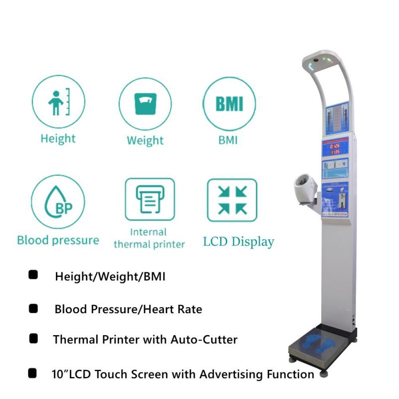 Ultrasound Intelligent Voice Coin Operation Height and Weight Scale Health Checkup Machine Blood Pressure Measuring Scale