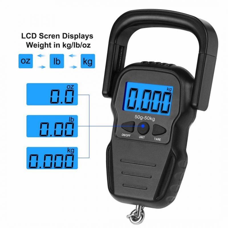 50kg Multifunctional LCD Display Electronic Hanging Weighing Luggage Scale Digital for Travel