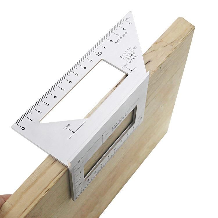 Aluminum Alloy Woodworking Multifunctional Square 45 Degrees 90 Degrees Gauge Angle Protractor Over The Ruler