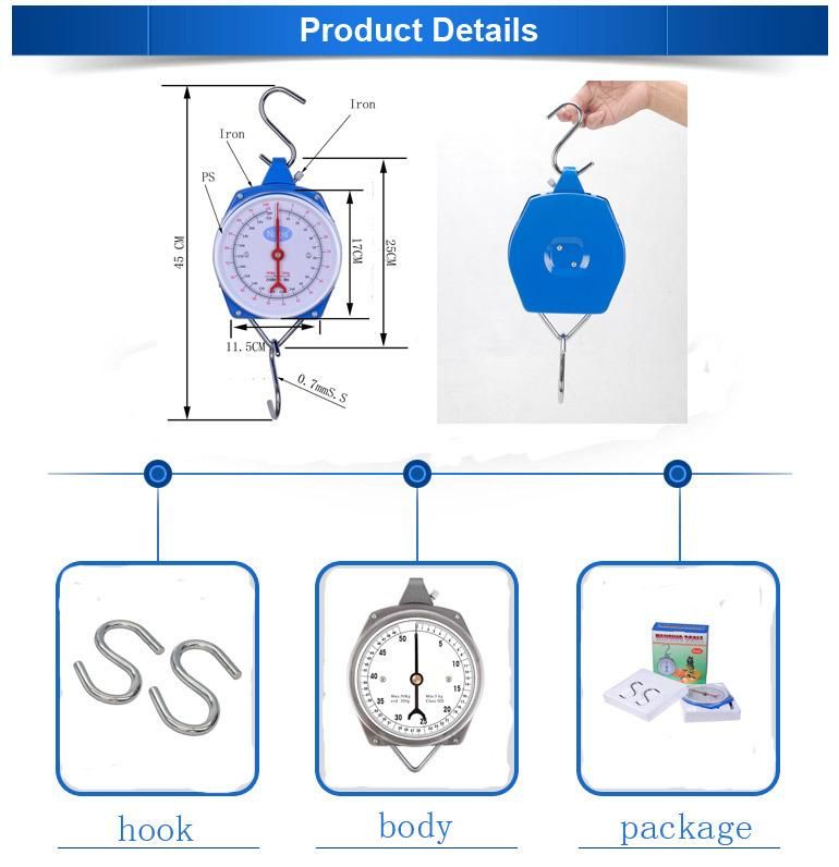 Mechanical Spring Balance 200kg Hanging Weighing Hook Scale for Livestock