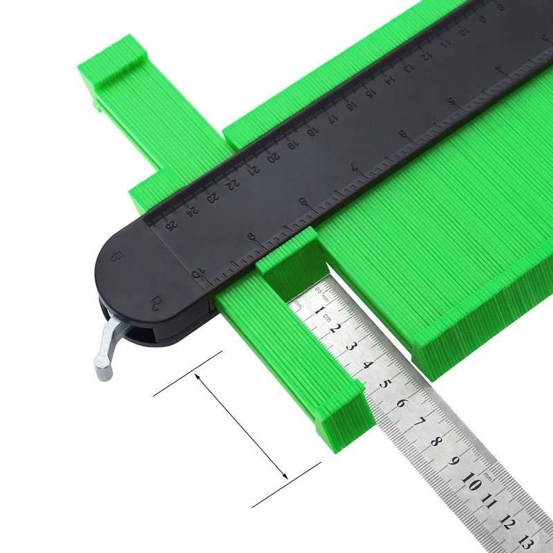 10-Inch Set Green Widening Self-Locking Contour Gauge Radian Ruler Copying Gauge Extractor Six-Fold Ruler with Tool Kit