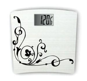 Tempered Glass Electronic Weighing Bathroom Scale with Flower Printing