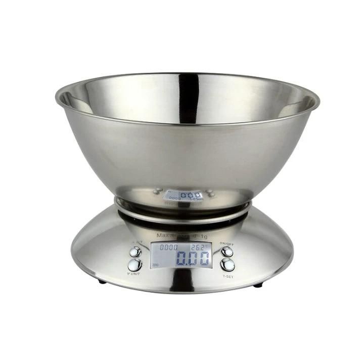 5kg LCD Display Stainless Steel Kitchen Scale Bowl