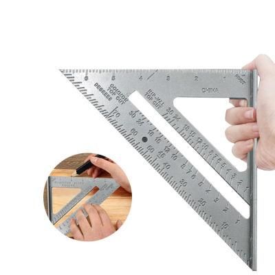 Aluminium Alloy Triangular Ruler 11inch Metric Triangle Protractor Carpenter&prime;s Measuring Ruler Tool