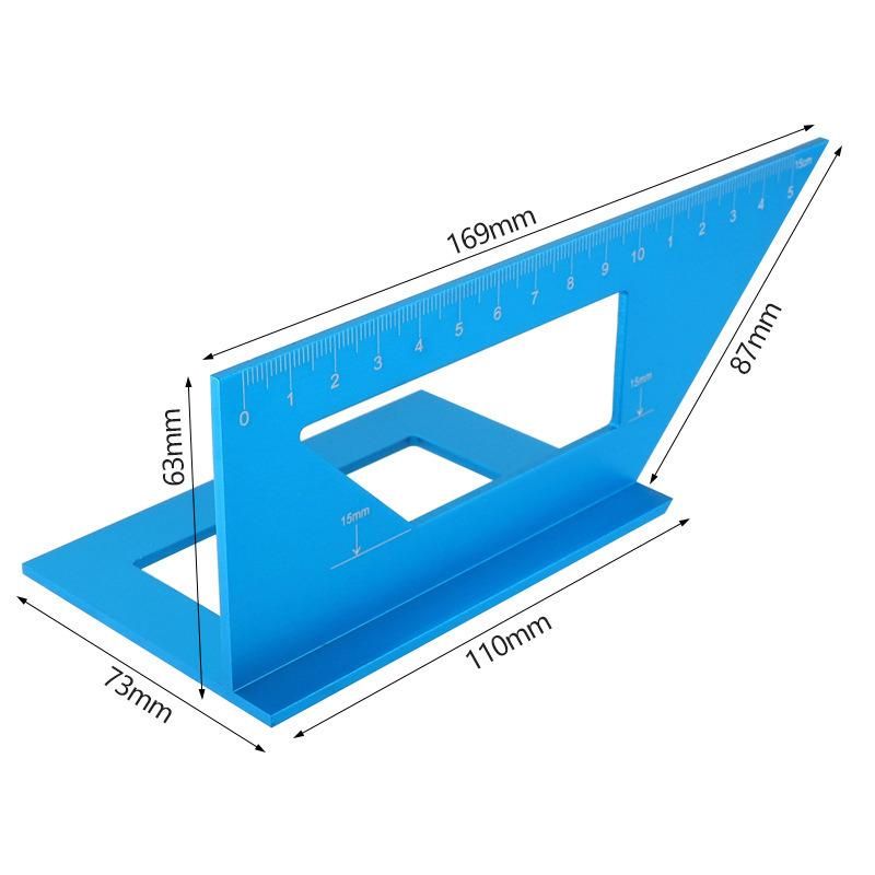 Woodworking T-Type Scribing Gauge Multi-Functional Angle Ruler 45 Degrees Bevel 90 Degrees Aluminum Alloy Thickening