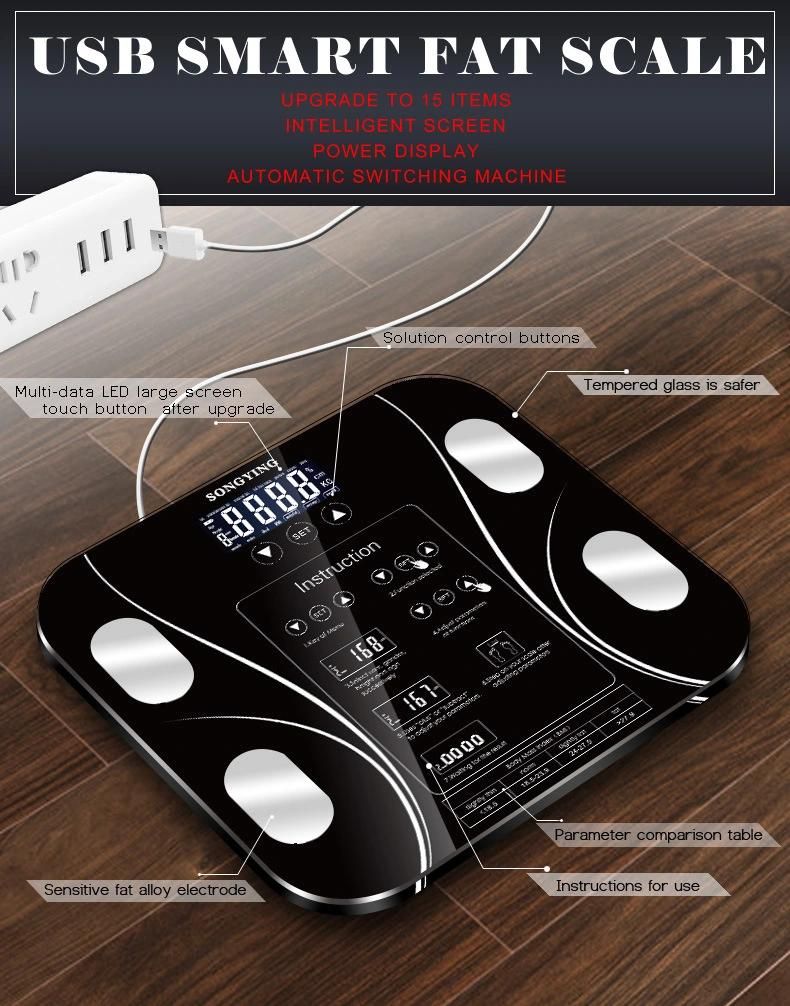 Best Body Scale Portable Battery 180kg Digital LCD Display Body Weight Glass Bathroom Weighing Scale Machines