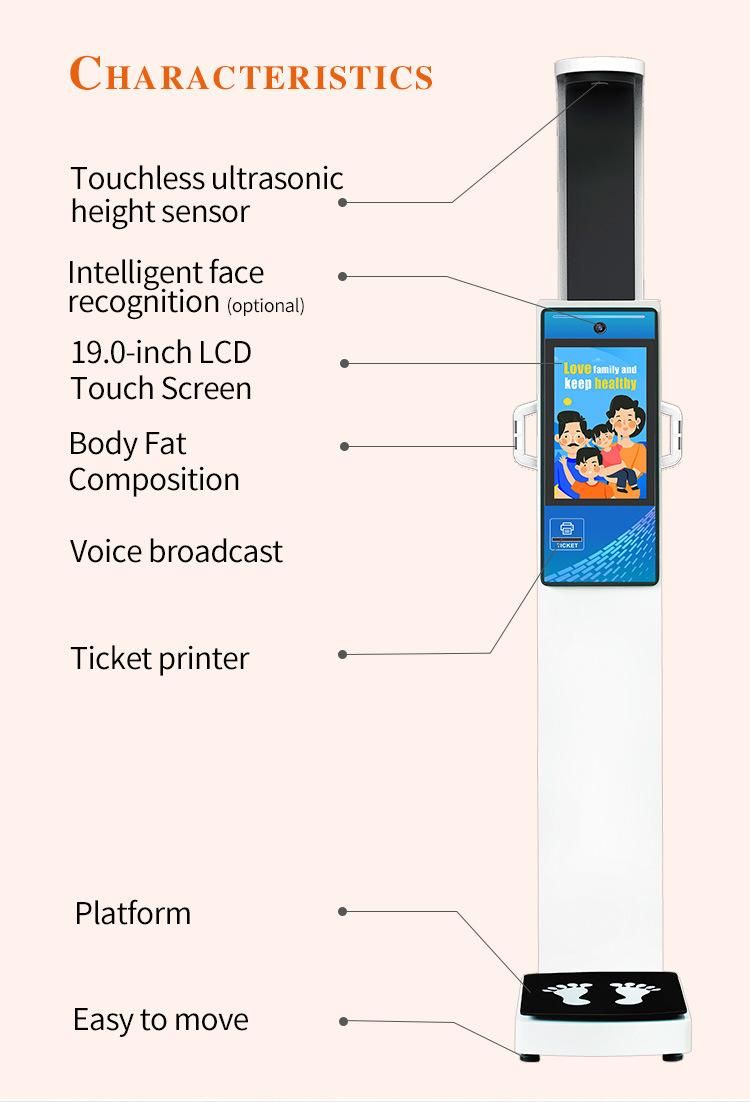 Height and Weight Body Composition Analyzer Scale with 19 Inch Touch Screen