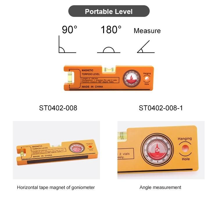 Wholesale Post Spirit Level Fixed Corner Style Orange ABS Magnetic Spirit Level with 3 Bubbles