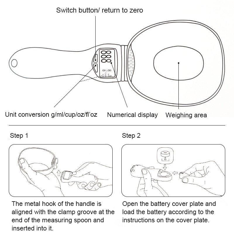 Big Spoon Kitchen Baking Pet Food Weighing Spoon Scale Digital