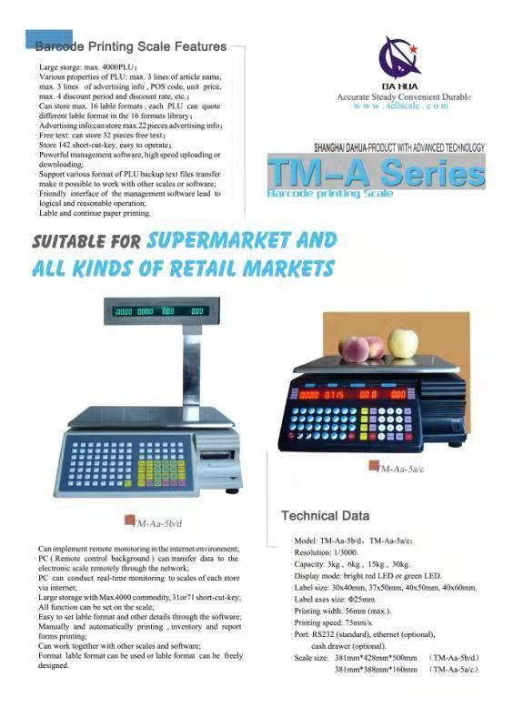 Electronic Platform Scale 30kg Barcode Printing Price Computing Scales for Supermarkets