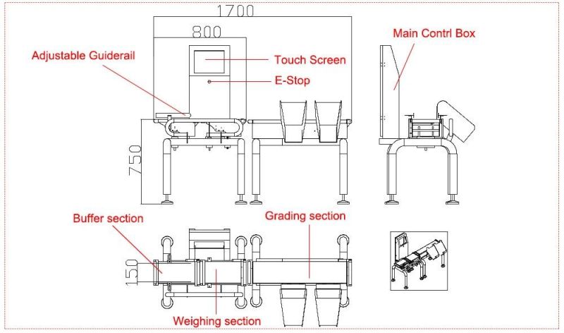 High Sensitivity 10 Inch Touch Screen Belt Conveyor Check Weigher Machine