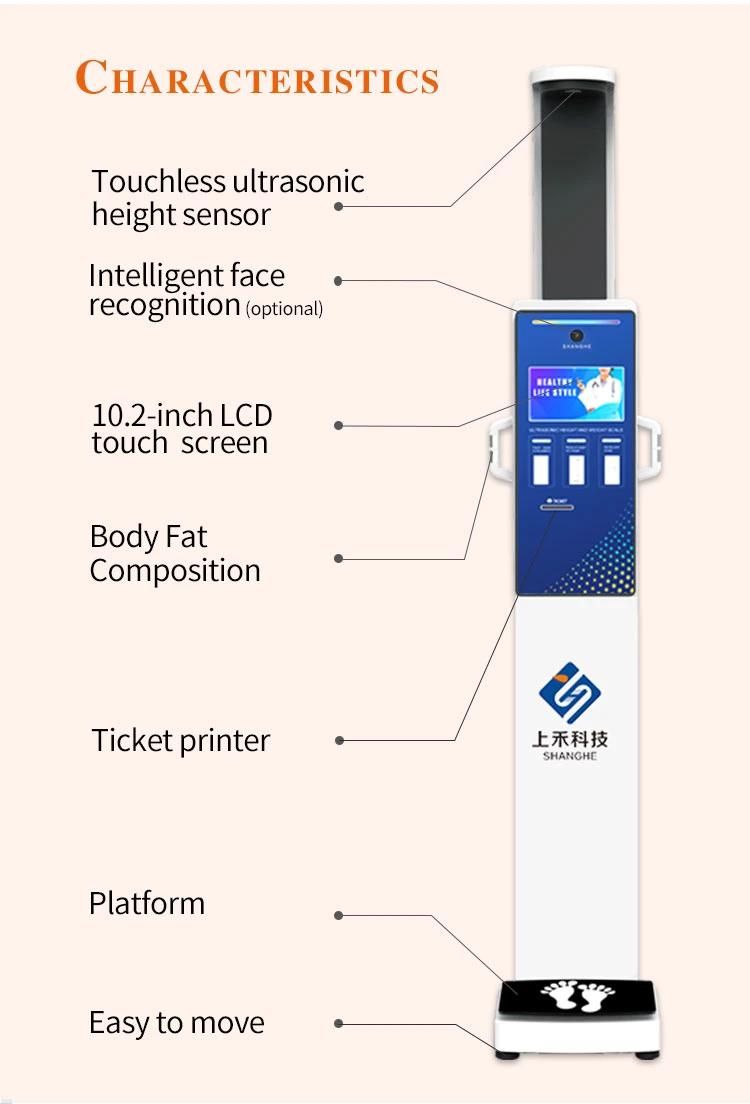 Coin Operated Ultrasonic Fat Mass, Body Composition BMI Height and Weight Scale