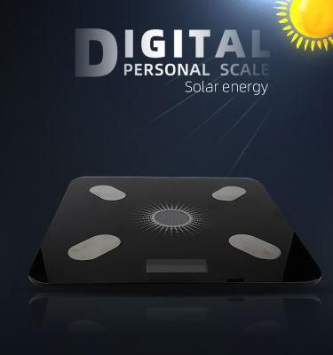 Bluetooth APP Body Fat BMI Weight Bathroom Scale with Solar Energy