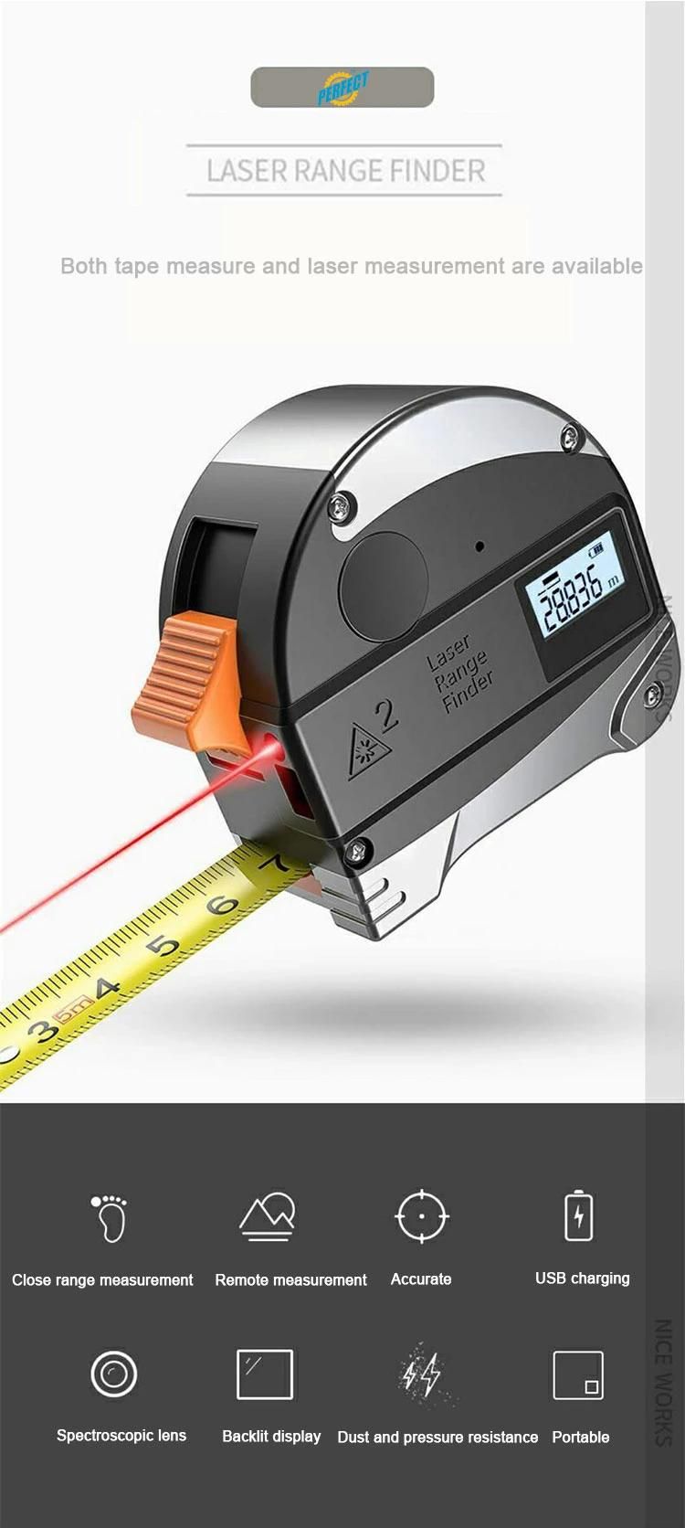 Digital 30m Distance Meter Laser and 5m Tape Measure