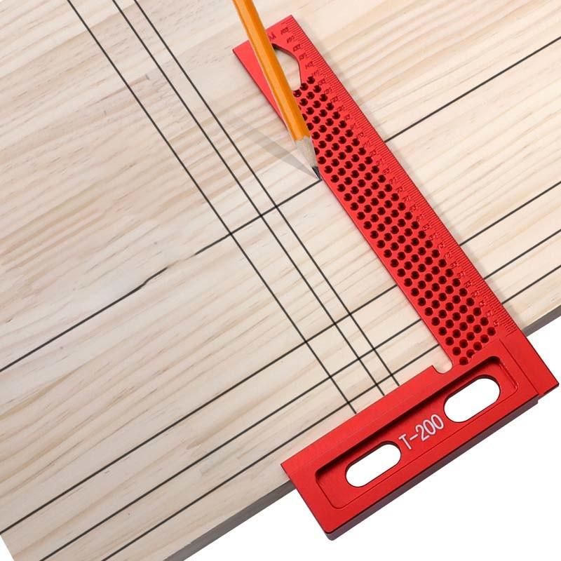 Woodworking Multi-Function Right Angle Ruler 7075 Aluminum Alloy Scribing Ruler L Angle Ruler Hole Ruler Woodworking Tools