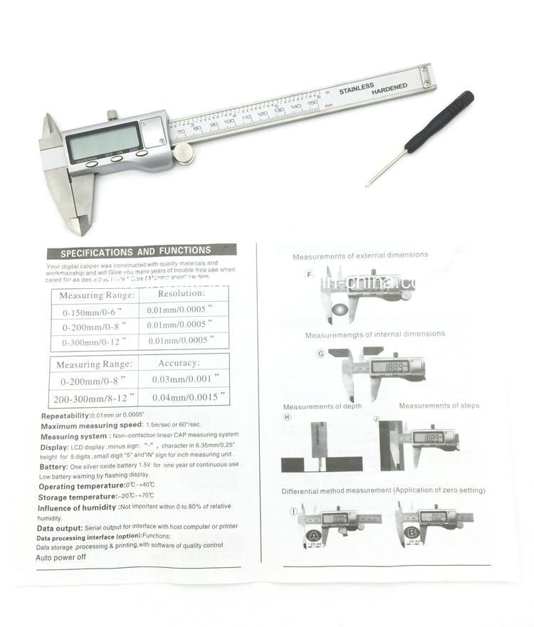 DIN862 150mmx0.01mm Stainless Steel Metal Case Digital Vernier Calipers