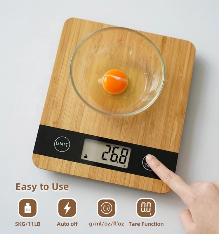 Electronic Digital Bamboo Kitchen Scale Food Weighing Scale