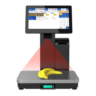 11.6&prime;&prime; Traditional POS Weighing Scale Electronic PC Scale with Label Printer for Fruit Shop