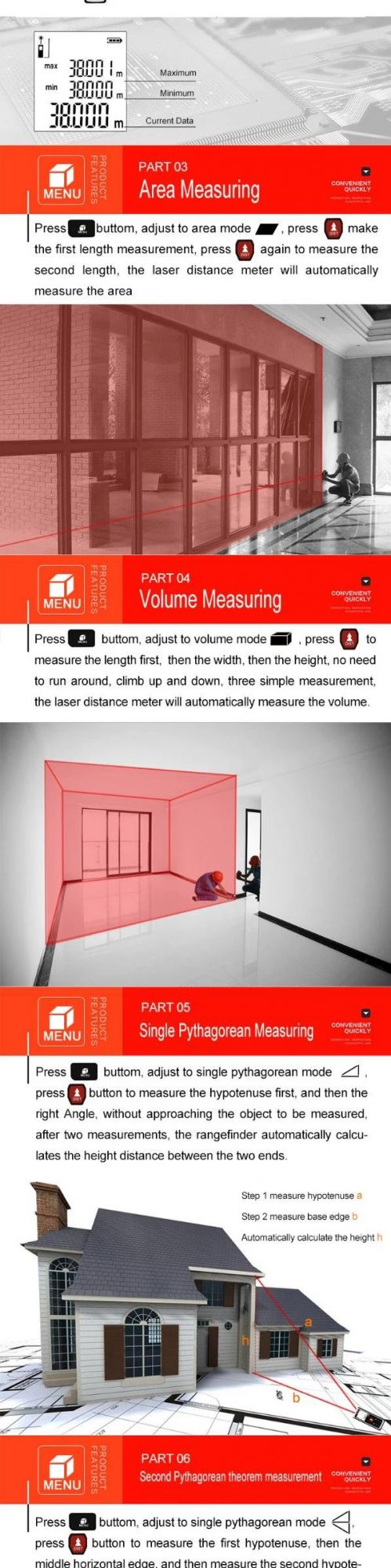 100m Hand-Held Laser Distance Meter