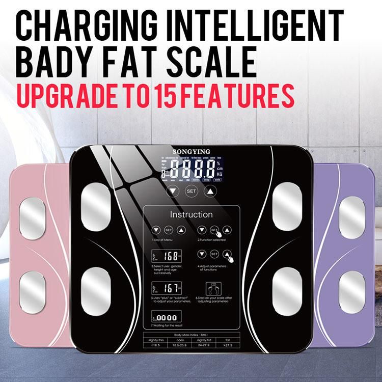 High Precision Personal Portable 8 Electrode Glass Platform Smart Weighing Electronic Weight Analyzer Body Fat Scale