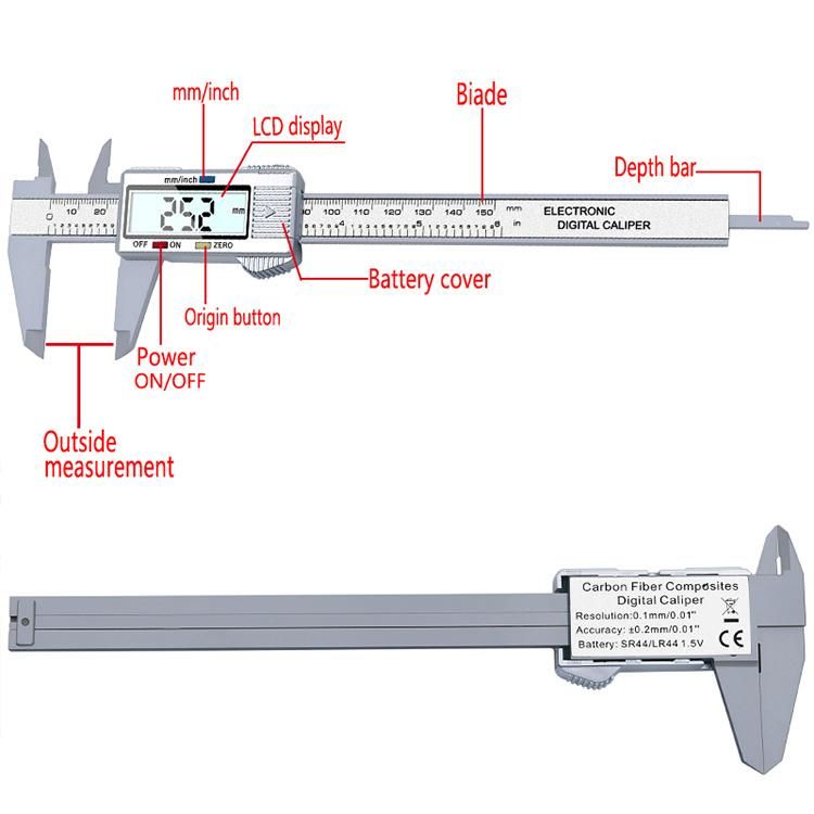 0-150mm Vernier Caliper Digital LCD Micrometer Measuring Calipers