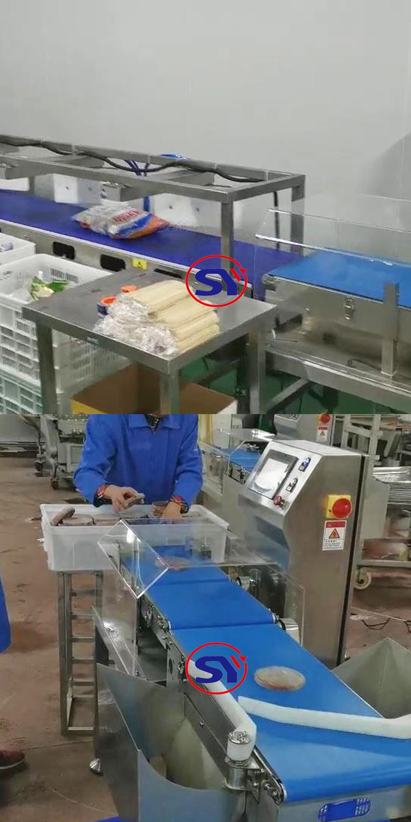 Safe Hygiene Food Standard PU Belt Weight Checking Machine Weigher for Vacuum Packaging