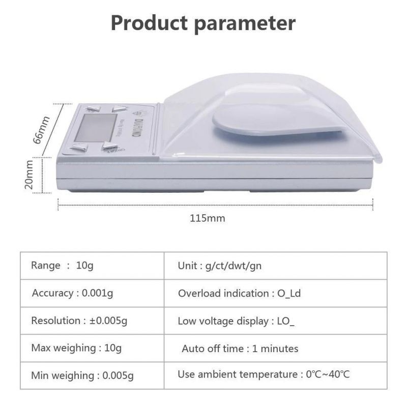 10g/0.001g High Precision Digital Jewelry Scales for Weighting Gold Pearl Diamond