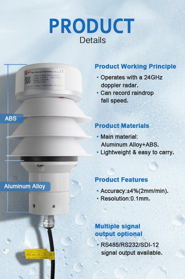Rika Rk400-13 Smart Disdrometer Radar Rainfall Precipitation Detector Sensor