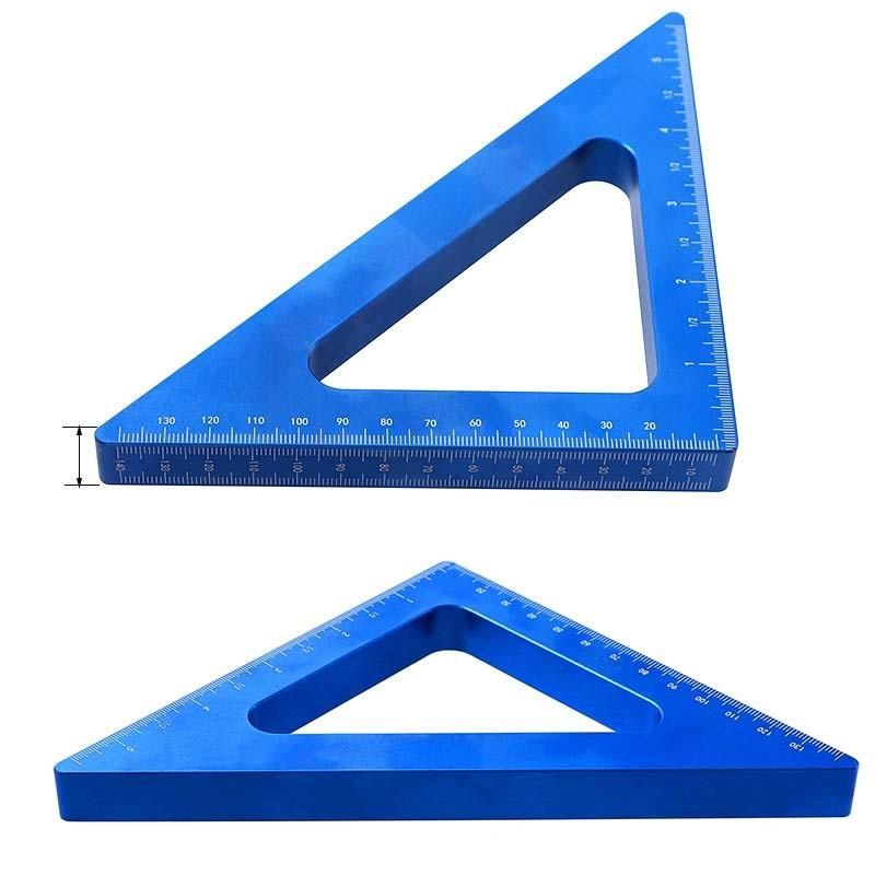 Woodworking Triangle Ruler 90-Degree Right-Angle Ruler Aluminum Alloy Metric Inch with Scale Marking Ruler Woodworking Tool