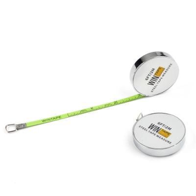 2m Zinc Metal Case Steel Tape Measure Nylon Coated Green Glad