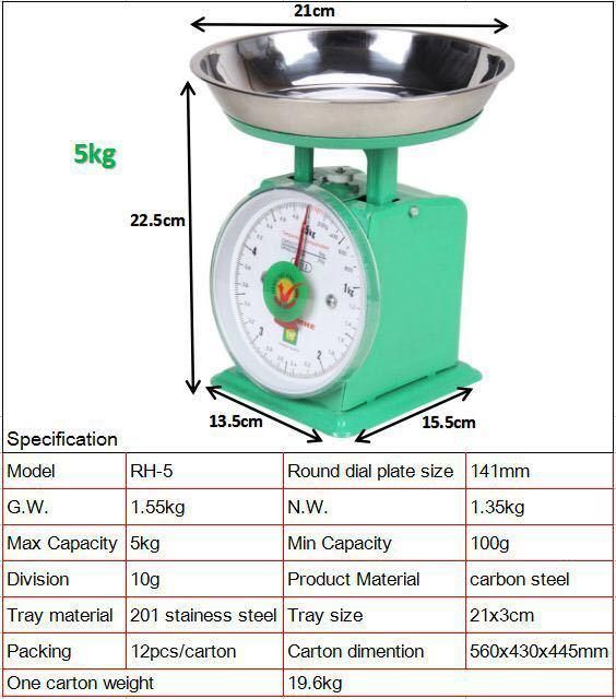 Best Price 500g 5kg Portable Mechanical Balance Spring Dial Platform Weighing Scale with Tray