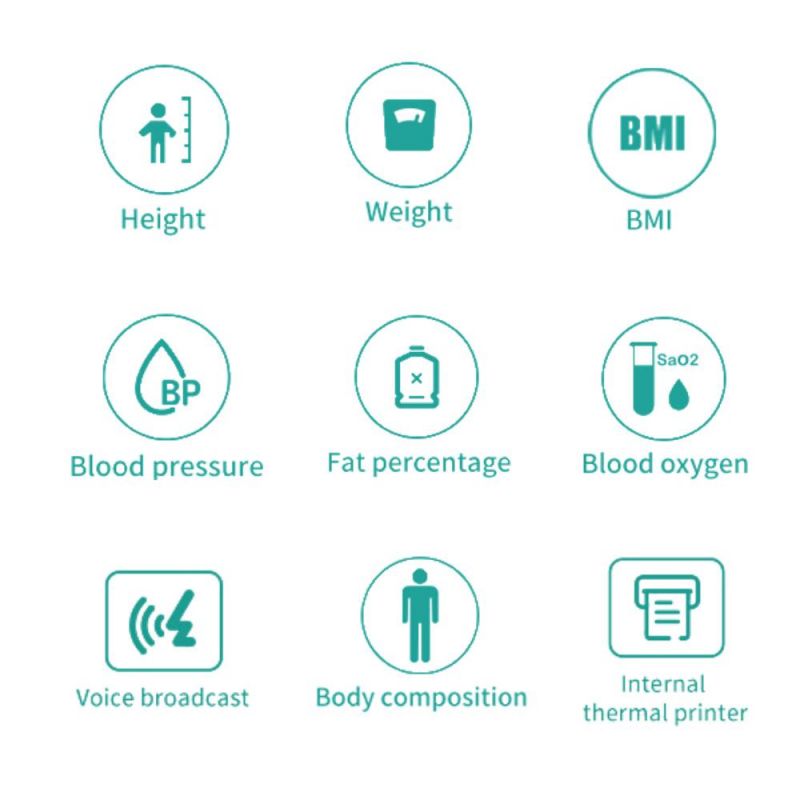 Coin Operation Height and Weight Scale with Fat and Blood Pressure and 10 Inch Touch Screen