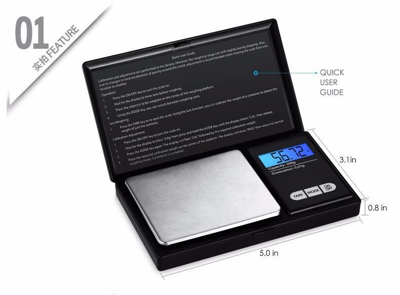 300g/0.01g 500g/0.01g Portable Electronic Digital Kitchen Scale High Precision LCD Electronic Scales (BRS-PS02)