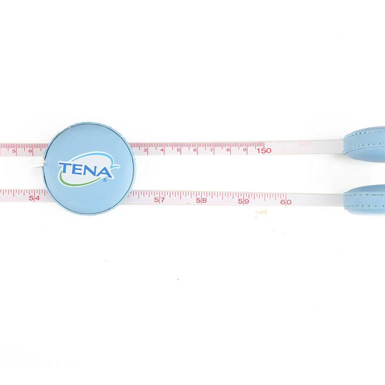 Round Blue PU Wrapped Measuring Tape Printed with Your Logo
