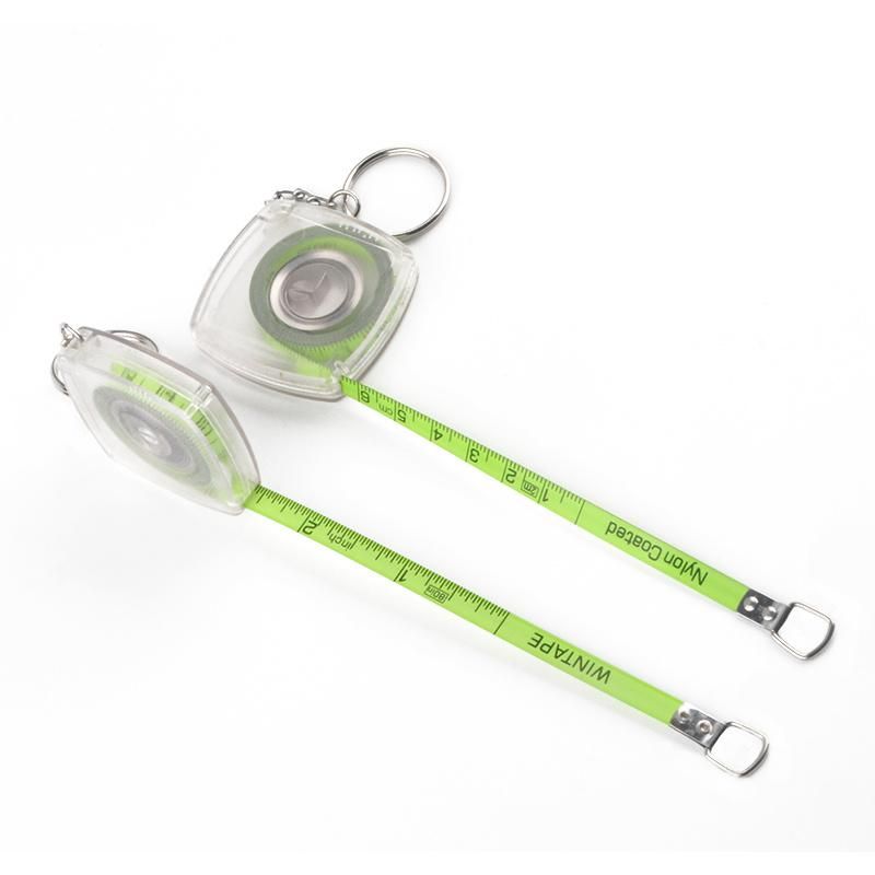 Transparent Plastic Shell with Keychain Functional Mini Retractable Measuring Tape Keychain