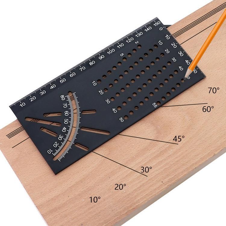 Cross-Line Ruler Angle Ruler Aluminum Alloy Dovetail Tenon Line Drawing Device 45 Degrees 90 Degrees Multi-Functional Woodworking Angle Ruler Scriber