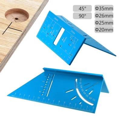 Woodworking Multi-Function Angle Ruler Positioning Wire Ruler Aluminum Alloy 45/90 Degree Right-Angle Scribing Gauge Hinge Hole Drawing Line