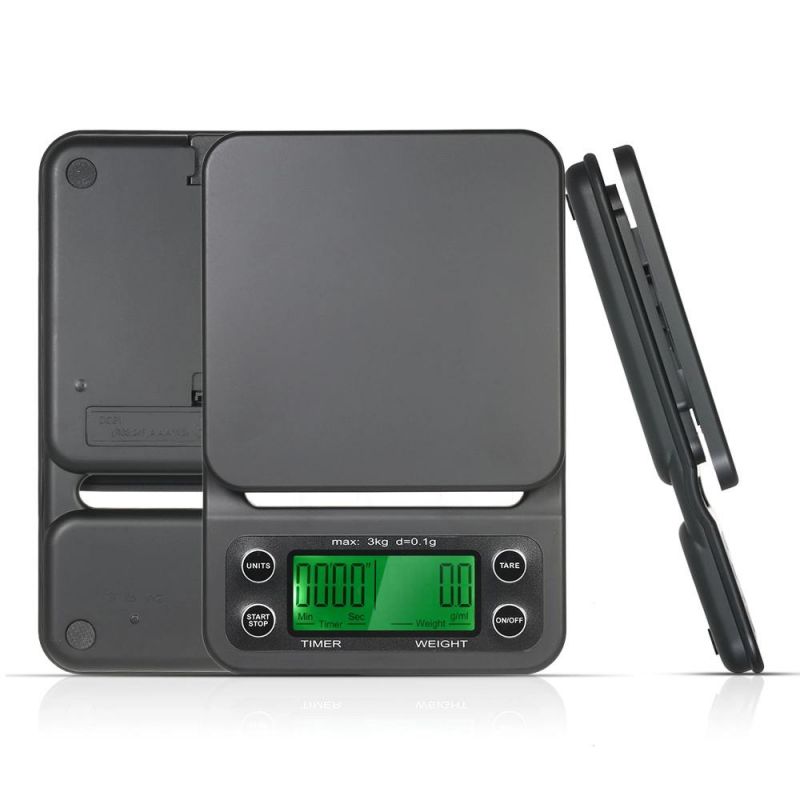 3kg 0.1g High Precision Black Kitchen Coffee Weighing Scale