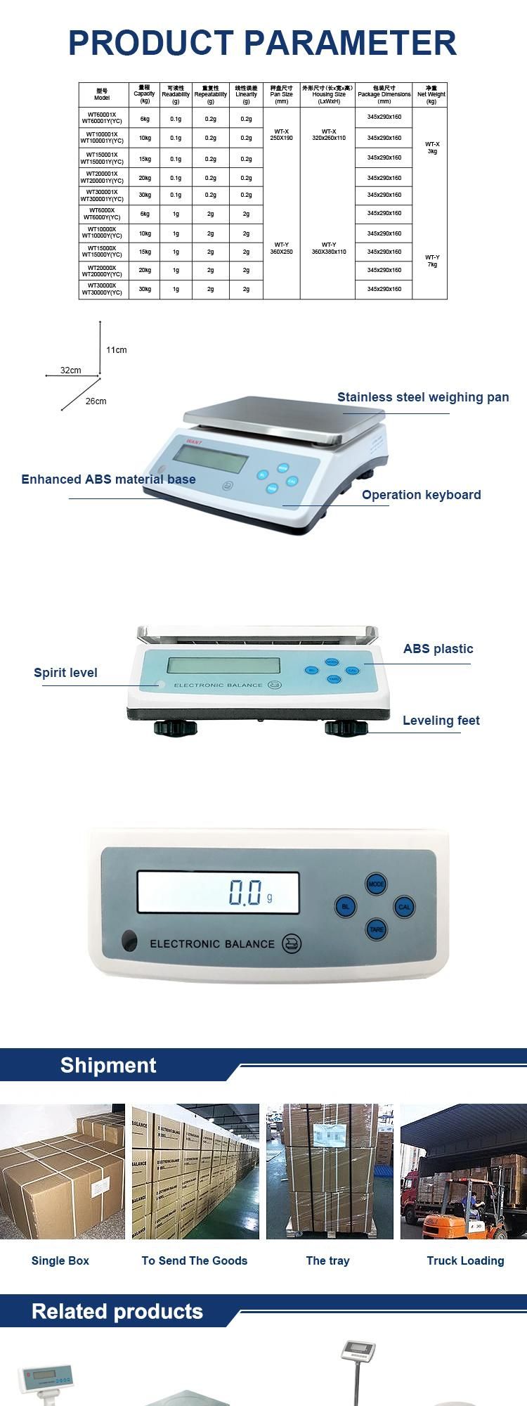 10kg 20kg 30kg 1g 0.1g Digital Weighing Electronic Bench Scale