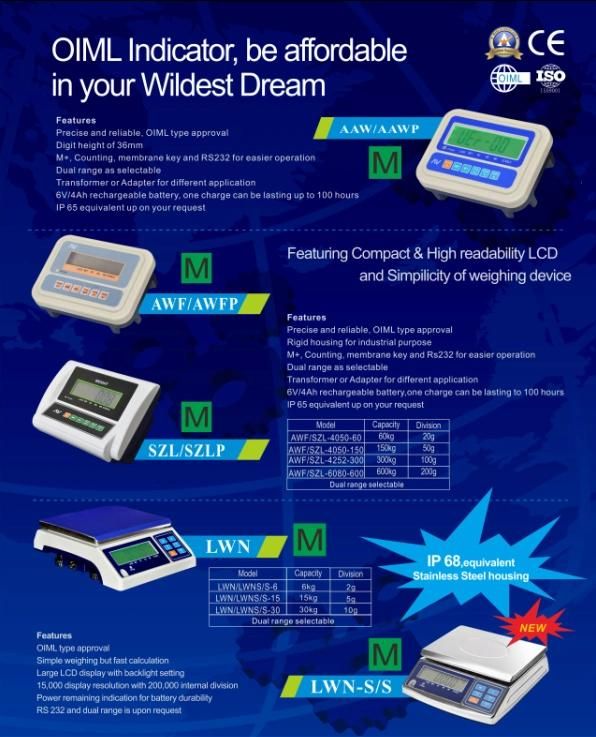 OIML Pricing&Counting Indicator LCD Digital Display for Scales