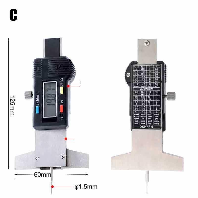 Digital Tire Tread Depth Gauge 0-25.4mm Metric Inch Stainless Steel/Plastic Digital Depth Gauge Tire Gauge