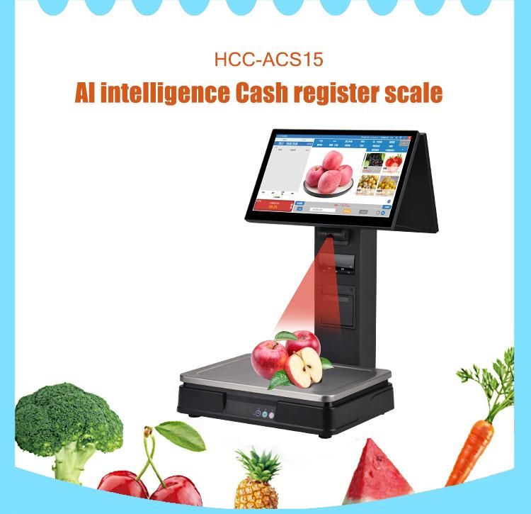 15.6inch Touch Screen Electronic Weighing Scales with 58mm Thermal Printer for Fruit Shop (HCC-ACS15)