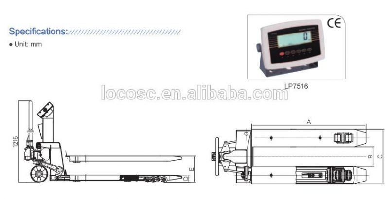 Lp7625 Digital Industrial Lifting Pallet Trolley Scale