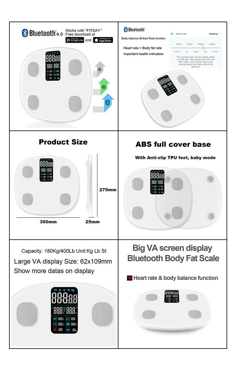 Bluetooth Body Fat Scale with Heart Rate Function