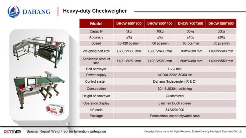 Automatic Online Checkweigher with Reliable Control and Reject System