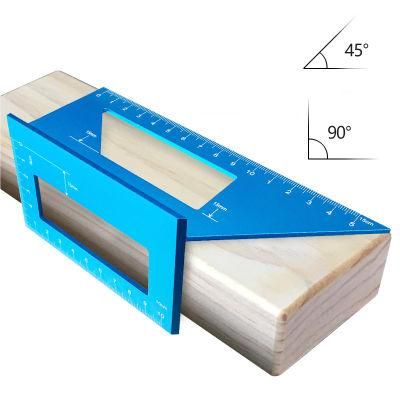 Woodworking T-Type Scribing Gauge Multi-Functional Angle Ruler 45 Degrees Bevel 90 Degrees Aluminum Alloy Thickening
