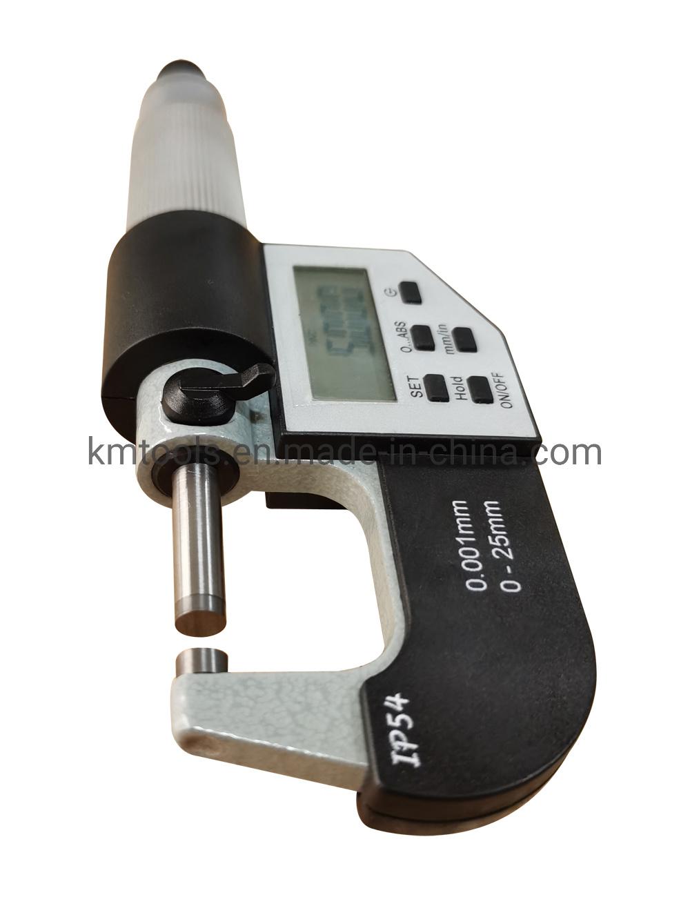 0-25mm IP54 Protection Degree Five Buttons Digital Outside Micrometer