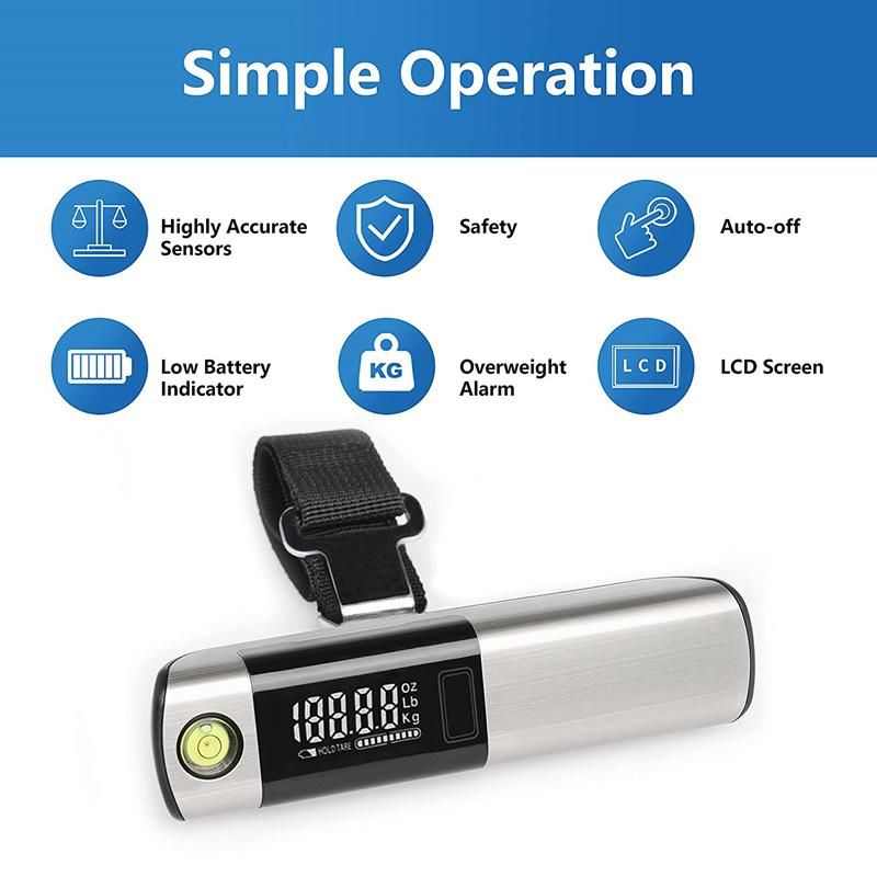 Luggage Scale with Built-in Tape Measure, with Horizontal Bubble Digital Portable Travel Suitcase Weigher (Digital)