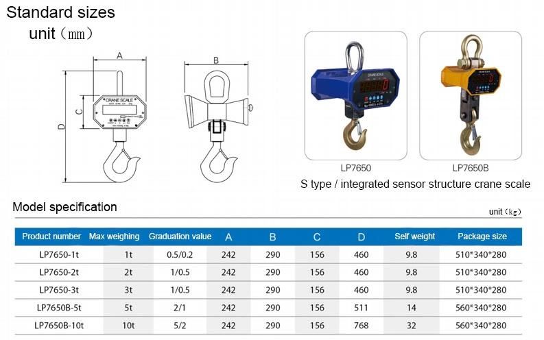 10t Heavy Duty LCD LED Digital Weighing Hook Crane Scale